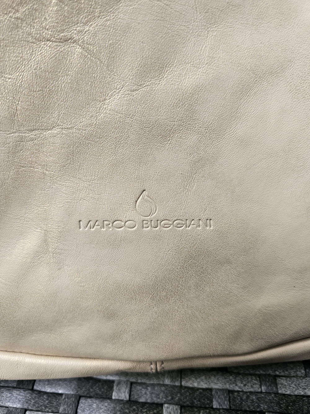 Real ITALIAN LEATHER Marco Buggiani GOLD Shimmer & Cream Vintage Bag - Picture 3 of 9